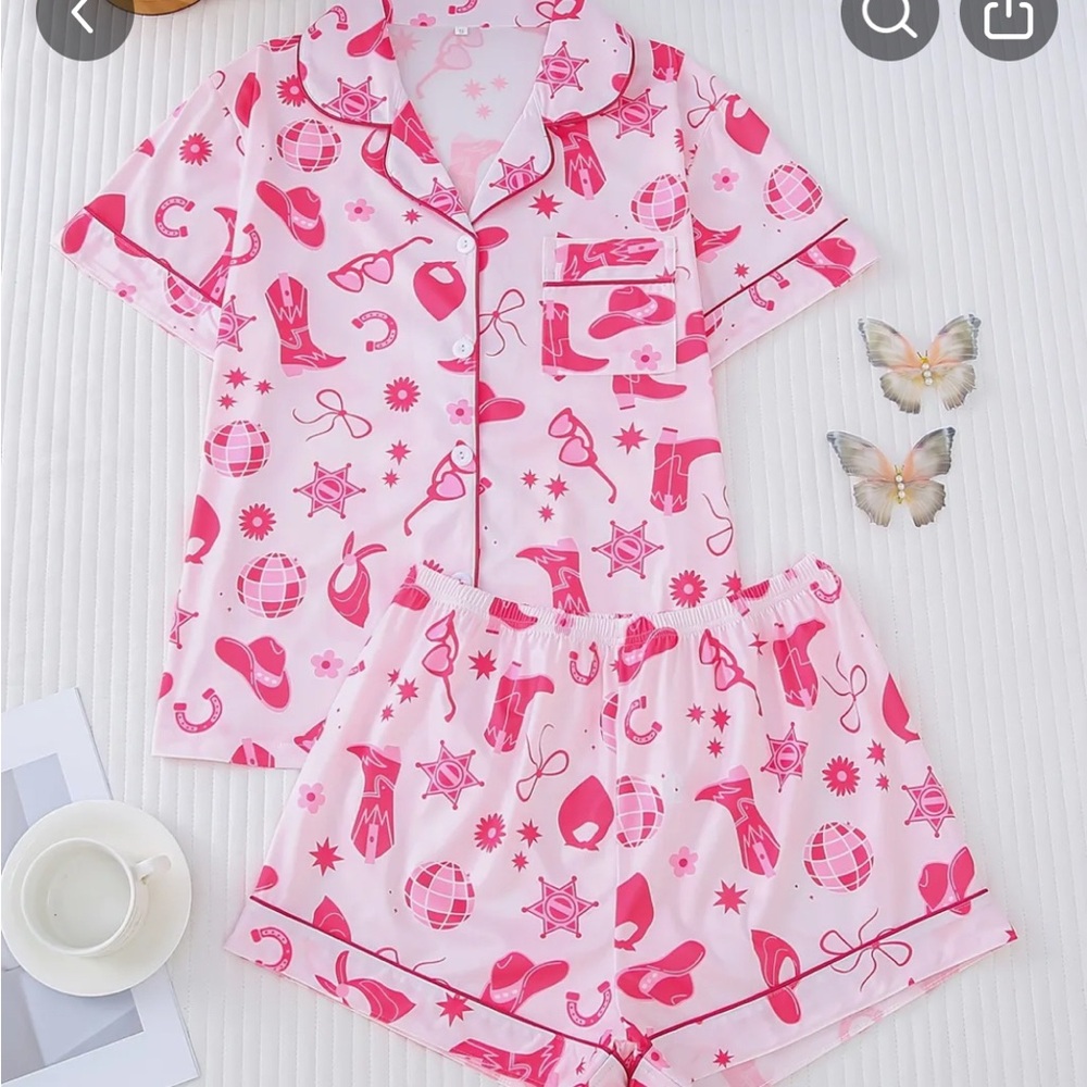 Pink Patterned Women's Pajama Set
